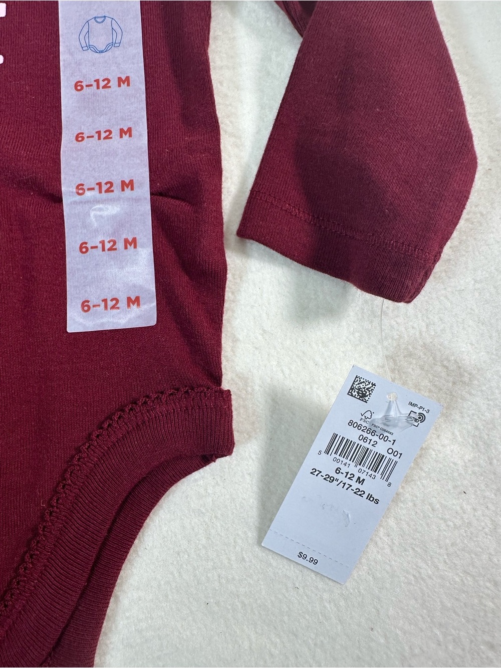 NWT Old Navy Baby Maroon One-Piece Size 6-12M - Picture 4 of 6